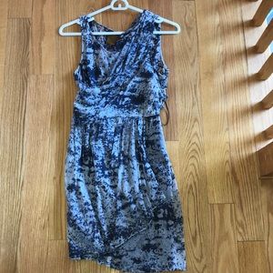 Blue Patterned Wrap Dress